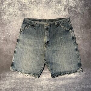 Vintage Wrangler Utility Carpenter Denim Shorts Mens 40 Blue Workwear Jorts